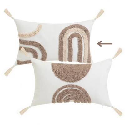 Arches coussin en polycoton motifs blanc et beige 50x30cm