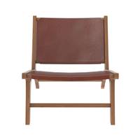 Essa fauteuil en teck et cuir lisse marron