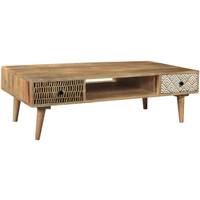 Linium table basse 2 tiroirs en bois de manguier à motifs