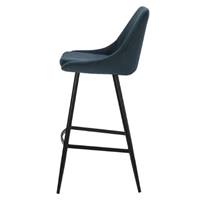 Bari chaise de bar velours côtelé bleu foncé H74cm