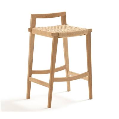 Moi tabouret de bar mi-hauteur chêne et tressage