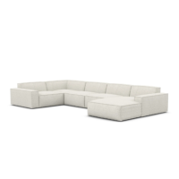 Stacele canapé panoramique d'angle droit en tissu bouclé blanc