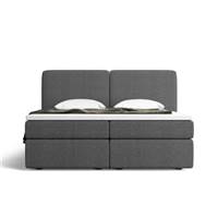 Bolabi lit boxspring 140x200 en tissu texturé gris anthracite