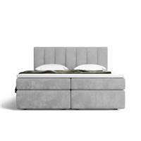Valona lit boxspring 140x200 tissu velours gris clair