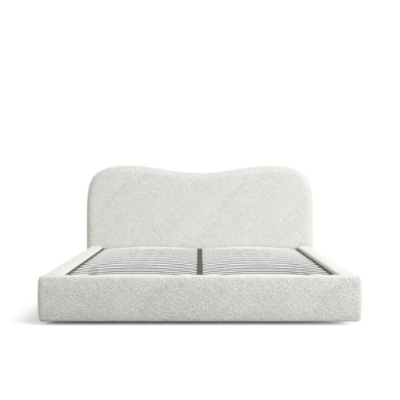 Oze lit coffre 140x200 en tissu bouclé blanc