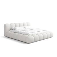 Cotton lit 160x200 avec rangement en tissu texturé blanc