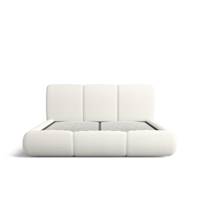 Ramnat lit boxspring 180x200 en tissu texturé blanc