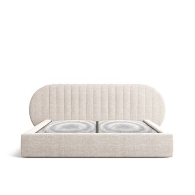 Elizeb lit 180x200 avec rangement en tissu texturé beige