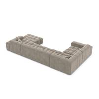 Lodce canapé panoramique d'angle droit en velours beige foncé