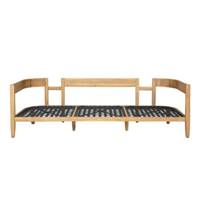 Borneo canapé d'extérieur en bois d'acacia tissu clair 3 places