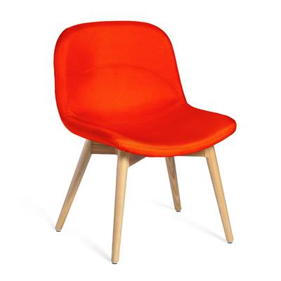 Alsta chaise tissu orange, pieds en frêne clair