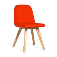 Basi chaise tissu orange, pieds frne clair