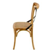 Bistrot chaise en bois d'orme massif et rotin dossier croisillon noir