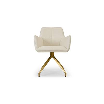 Olivier chaise de bureau tissu blanc bouclette et métal doré