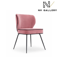Valo chaise velours rose et métal noir