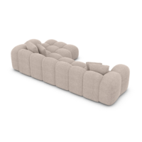 Cotton canapé d'angle droit avec chargeur et USB en tissu texturé beige