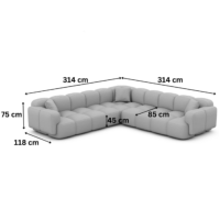 Scala canapé corner en tissu texturé gris anthracite