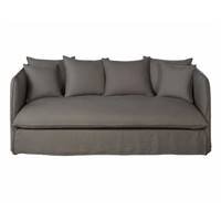 Louva canap 3/4 places en lin pais gris effet vieilli