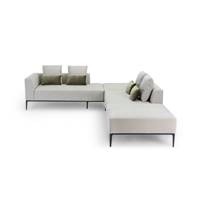 Carlo canapé d'angle panoramique beige cachemire et gris
