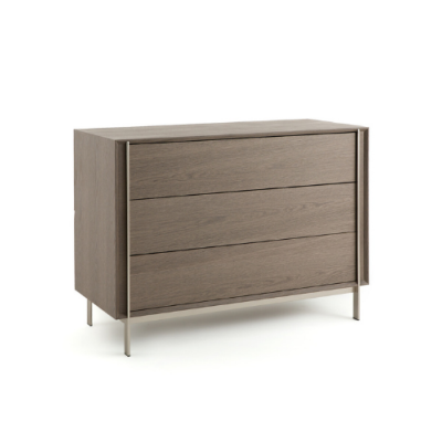 Jamkil commode chêne fumé et nickel satiné