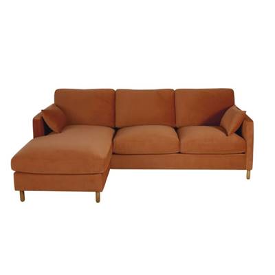 Julian canapé d'angle gauche convertible velours orange