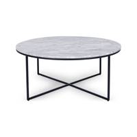 Armelle table basse marbre blanc et métal noir Ø80