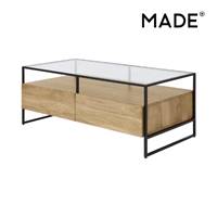 Kilby table basse bois de manguier clair et verre