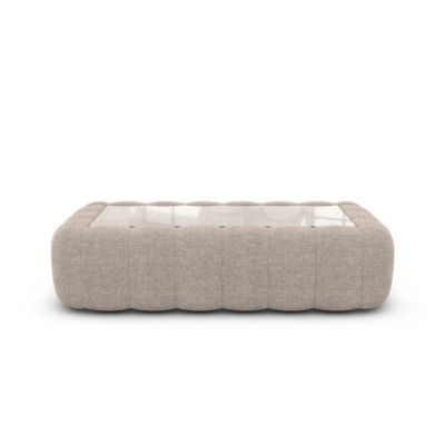 Ralia table basse rectangulaire en tissu texturé beige et verre
