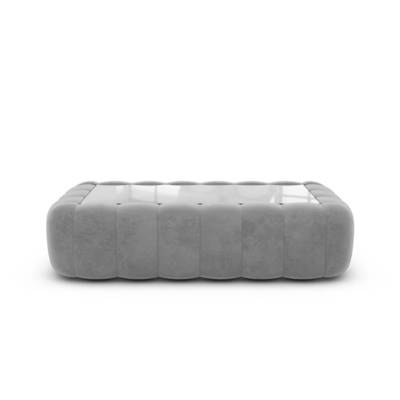 Ralia table basse rectangulaire en velours gris clair et verre