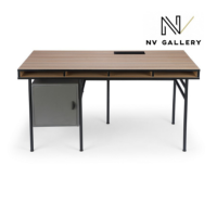 Xupera bureau placage frêne et métal noir