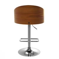 Yon chaise de bar réglable pivotant en PU beige et bois plaqué noyer