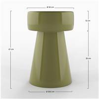 Elmo table d'appoint ronde en métal vert kaki