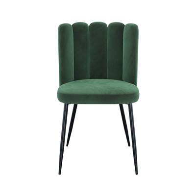 Lisboa chaise en velours vert et pieds en métal noir