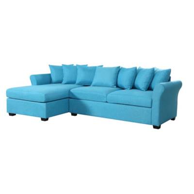 Aledy canapé d'angle gauche tissu bleu lagon