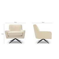 Serafin fauteuil rotatif bouclette blanc et acier noir