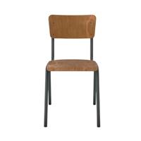 Glavo chaise style écolier en bois foncé et métal noir
