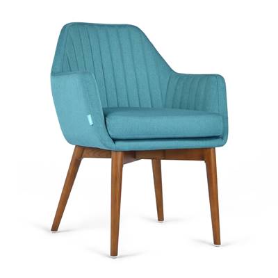 Yoko fauteuil tissu Vert canard pieds Frêne foncé