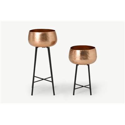 Boise lot de 2 cache-pots cuivre et noir