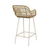Azeli chaise de bar en rotin et tissu beige H71
