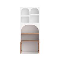 Genji bibliothèque en plâtre blanc cassé et bois d'acacia