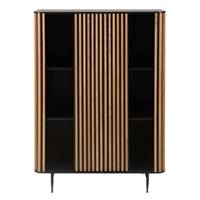 Linea meuble haut 1 porte coulissante en plaqué chêne et métal