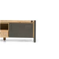 Kiko meuble TV acacia et métal 2 tiroirs et 1 porte