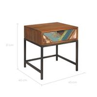 Naxos table de chevet en bois d'acacia et bois recyclé 1 tiroir