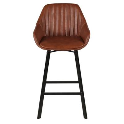 Moss chaise de bar pivotante en simili cuir marron vieilli H65