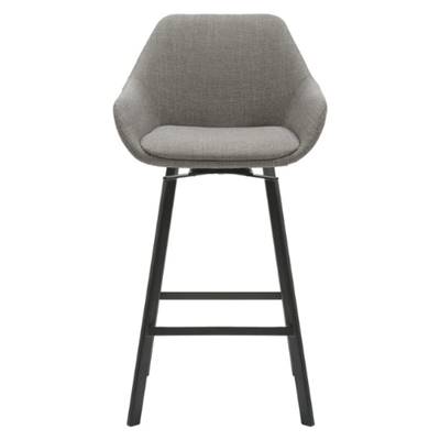 Moss chaise plan de travail pivotante en tissu gris argent pieds métal noir H65