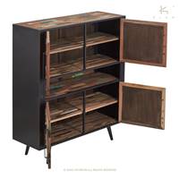 Soho buffet haut bois de bateau recyclé 4 portes H150cm