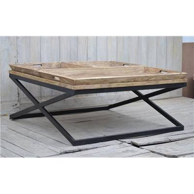 Noe table basse bois naturel et métal noir 100