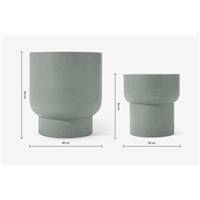 Colleta lot de 2 cache-pots, fibre-ciment gris moucheté