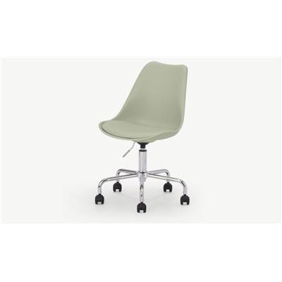 Deon chaise de bureau vert sauge et chrome