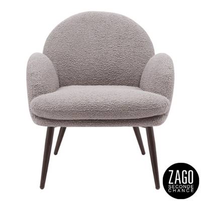 Oreo fauteuil en tissu effet laine bouclette gris foncé